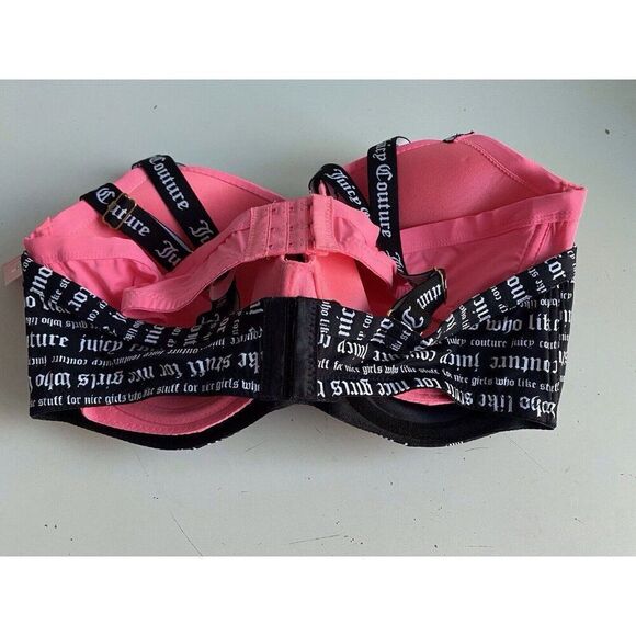 2 Pack Juicy Couture Sexy Push Up Bra JC8412 Wordplay Logo Black Pink Sz 40D NEW - Picture 7 of 9